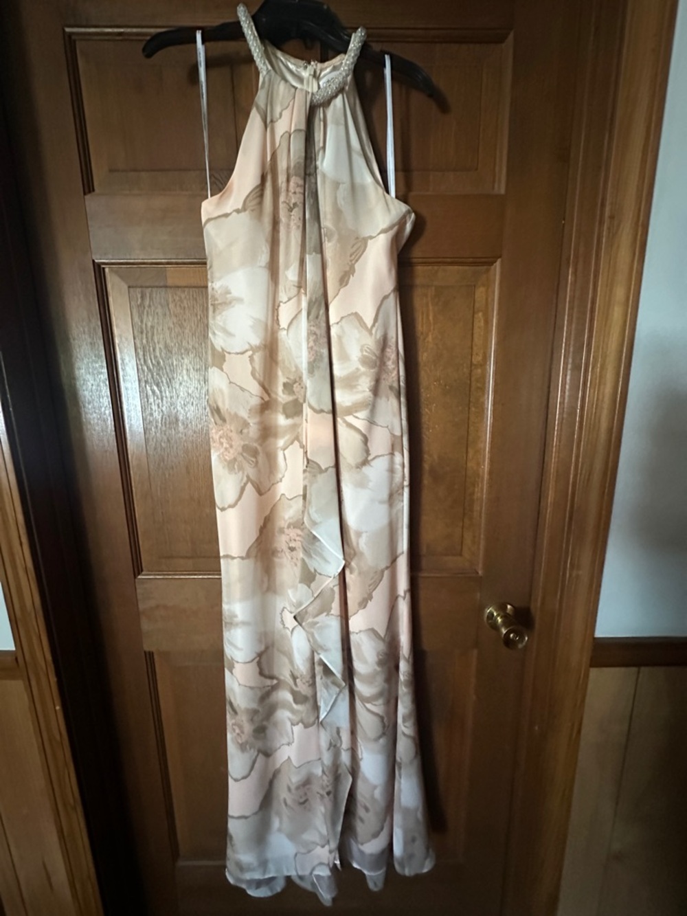 Calvin Klein Blush Floral Halter Maxi Dress
